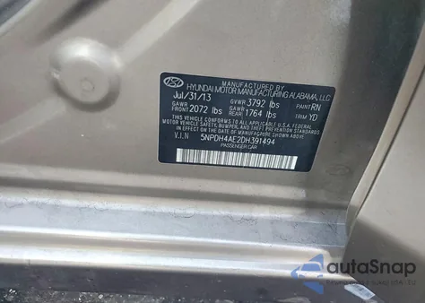2013 Hyundai Elantra Gls from USA, damaged, VIN 5NPDH4AE2DH391494